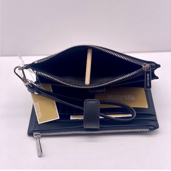 Michael Kors Jet Set Large Ombré Signature Logo Wristlet Wallet Phone BLACK NWT - Picture 10 of 11